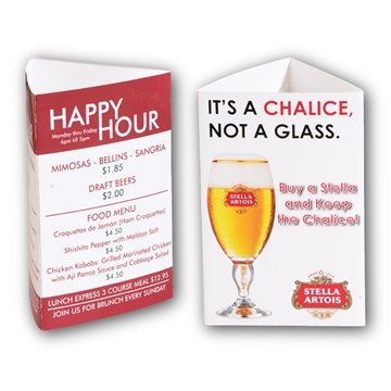 250 Promotional Small 3-Sided 11 pt. Glossy Table Tent