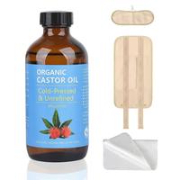 [Large Bottle]VRJEUGO Castor Oil Organic Cold Pressed Unrefined, Organic Castor Oil Cold Pressed Glass Bottle with Castor Oil...