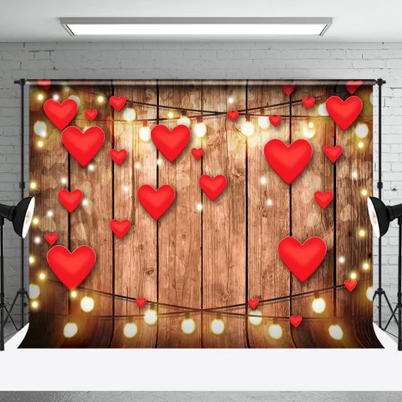 Aperturee Red Hearts Lighted Wooden Valentines Day Backdrop | Valentine Photo Backdrop | Diy Valentine Photo Backdrop | Happy...