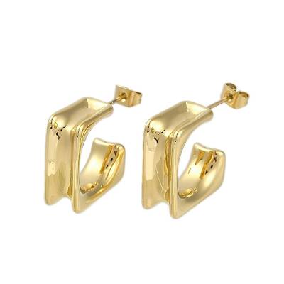 Ion Plating(IP) 304 Stainless Steel Square Stud Earrings for Women