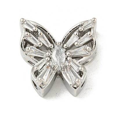 Brass Micro Pave Clear Cubic Zirconia Beads