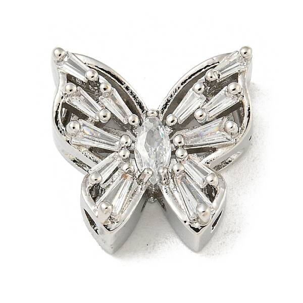 Brass Micro Pave Clear Cubic Zirconia Beads