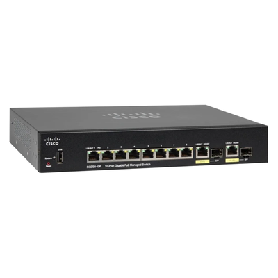 SG350-10P-K9-AU Cisco SG350-10P 8-Port PoE+ 2-Port SFP Layer 3 Switch