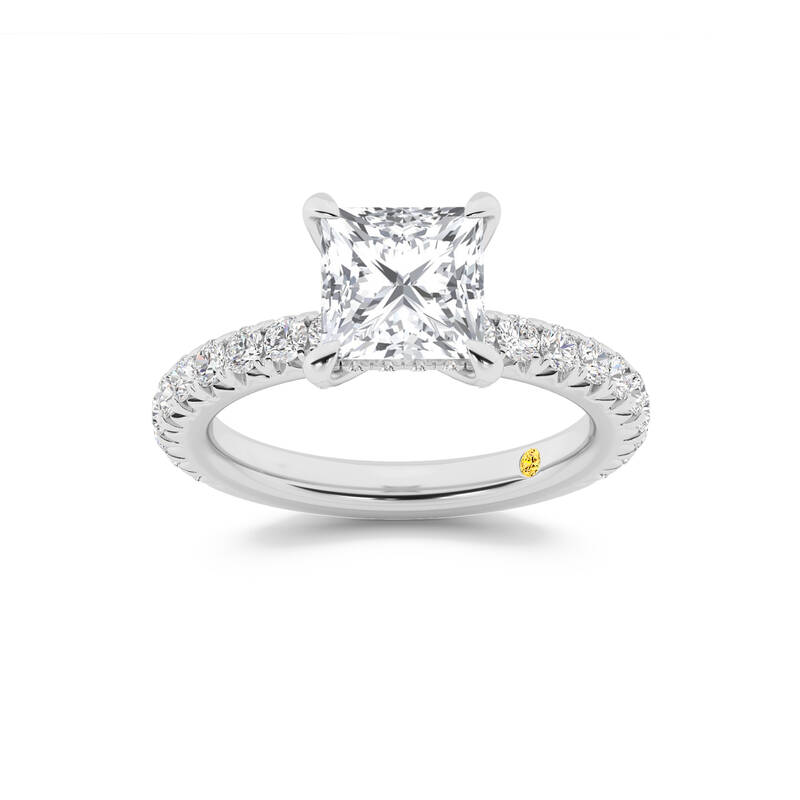 Embers  Three Quarter Coverage Hidden Halo Princess Cut Lab Grown Diamond Engagement Ring | White Gold 1 3/4 - 5 CT. TW.