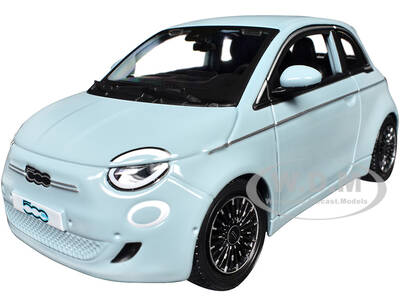 2023 Fiat 500e Light Blue 1/24 Diecast Model Car by Bburago
