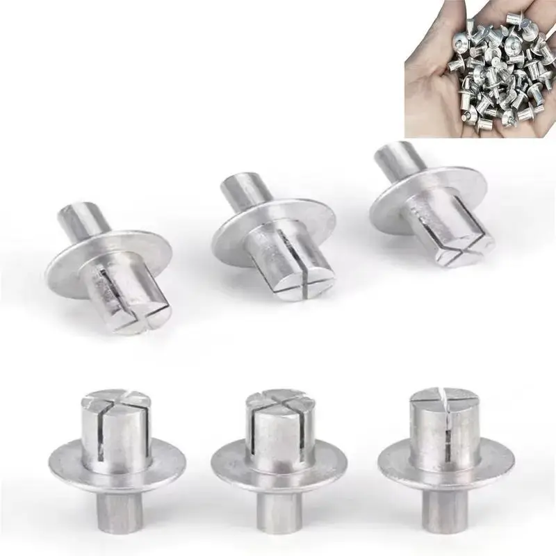 100 PCS Aluminum Alloy Push - In Rivets - Premium Polished, Strong Hold Hammer in Rivet Assortment, Durable & Corrosion Resis...