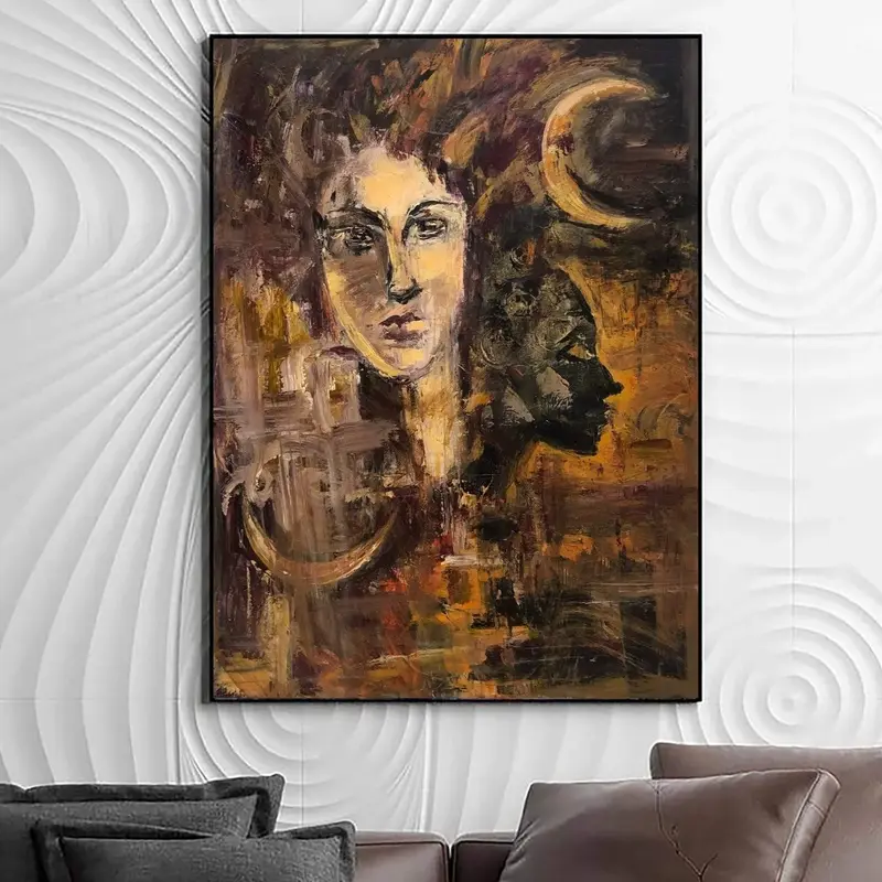 Abstract Oil Painting Abstract Woman Faces Art on Canvas Female Face Painting Figurative Oil Painting Woman Wall Art | DAY AN...