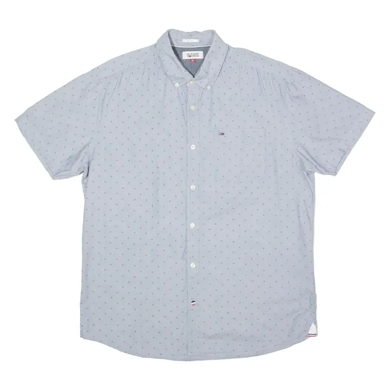 TOMMY HILFIGER Slim Fit Snowflake Print Mens Shirt Blue XL