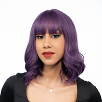 13-Inch Royal Purple Light Wave Synthetic Wig | 【Heat Resistant】【Cap Included】 | #25