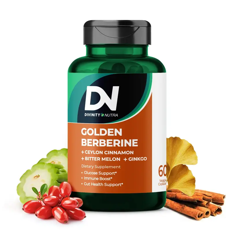 DN 4-in-1 Golden Berberine Supplement 1500mg, Glucose Support, with Ceylon Cinnamon Bitter Melon Ginkgo, Support Gut Health, ...