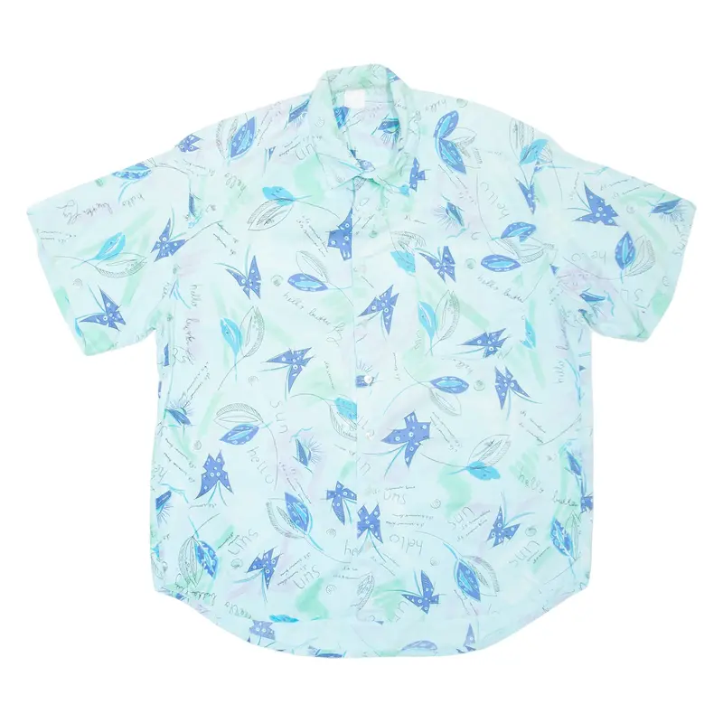 Butterfly Mens Shirt Blue Floral L