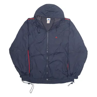 ADIDAS Mens Rain Jacket Blue Hooded XL