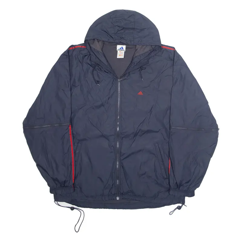ADIDAS Mens Rain Jacket Blue Hooded XL