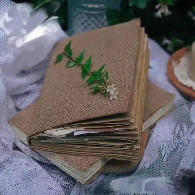 Kraft Paper Daily Notebook, 1 Count Summer Vintage Burlap Cover Blank Scrapbook, Students Writing Stationery For Home School ...