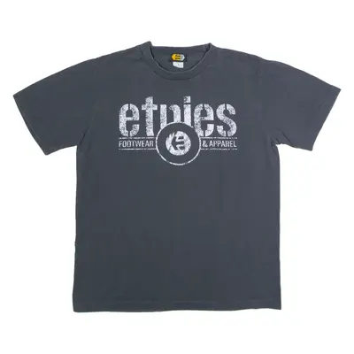 ETNIES Mens T-Shirt Grey Crew Neck L
