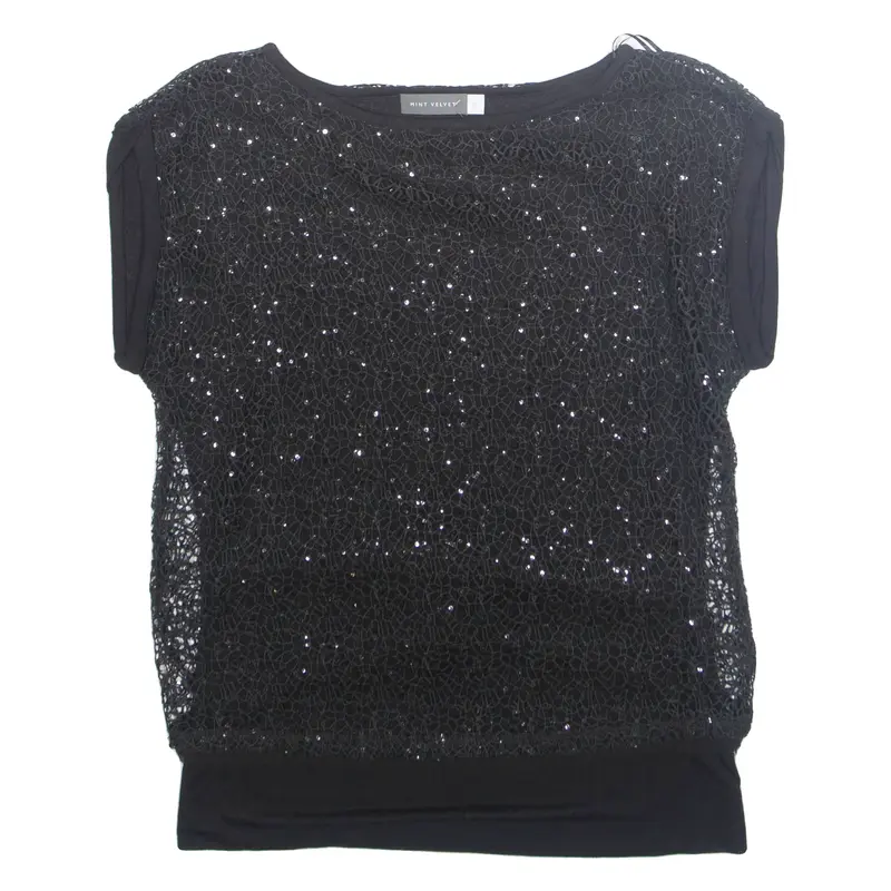 MINT VELVET Womens Top Black UK 12