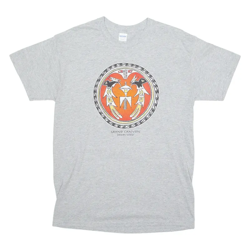 GILDAN Grand Canyon Mens T-Shirt Grey Crew Neck M
