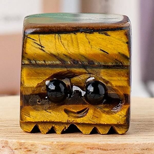 Natural Tiger Eye Carved Healing Cube Figurines
