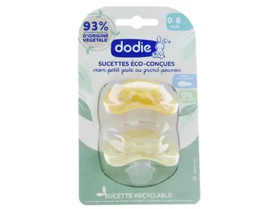 Dodie Eco-designed Anatomical Pacifiers 0-6 months Duo Yellow