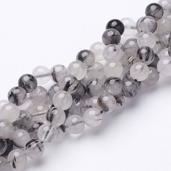 Natural Black Rutilated Quartz Beads Strands