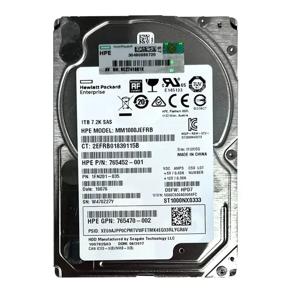 765470-002 HP 1TB 12Gb/s SAS 7200 2.5-Inch Hard Drive