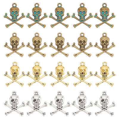 120Pcs 4 Colors Tibetan Style Alloy Pendants