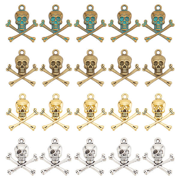 120Pcs 4 Colors Tibetan Style Alloy Pendants