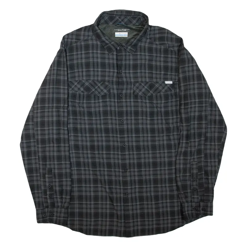 COLUMBIA Mens Shirt Grey Check Long Sleeve 2XL