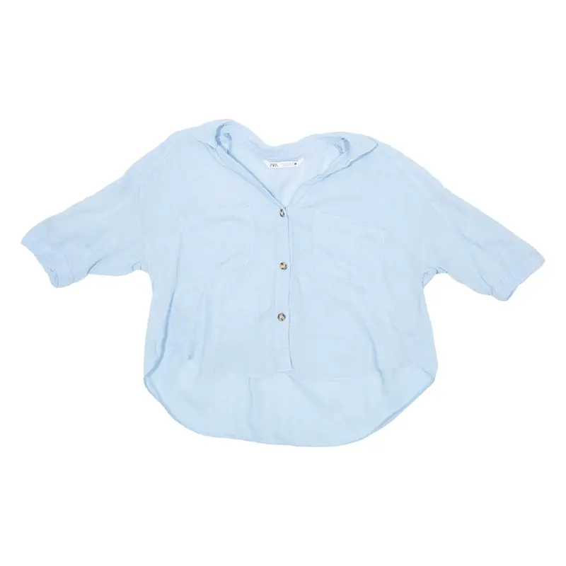 ZARA Womens Shirt Blue V-Neck L