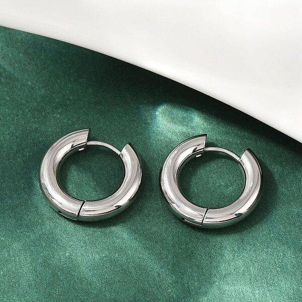 202 Stainless Steel Polishing Hoop Earrings