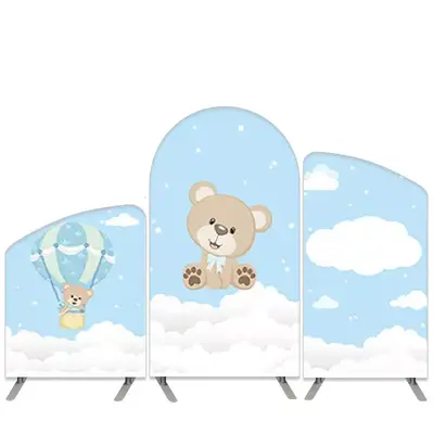 Aperturee White Cloud Blue Sky Theme Little Bear Arch Backdrop Kit | Chiara Arch Backdrop Diy | Custom Arched Wall Covers | C...