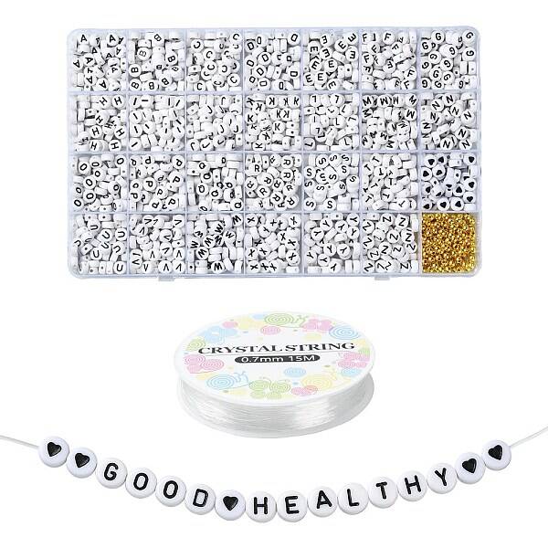 DIY Letter & Heart Acrylic & Plastic Stretch Bracelet Beaded Necklace Making Kit