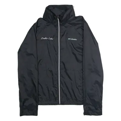 COLUMBIA Crater Lake Womens Rain Jacket Black Nylon Hooded L