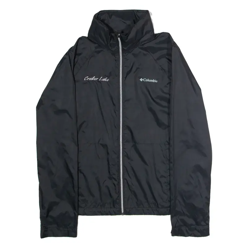 COLUMBIA Crater Lake Womens Rain Jacket Black Nylon Hooded L