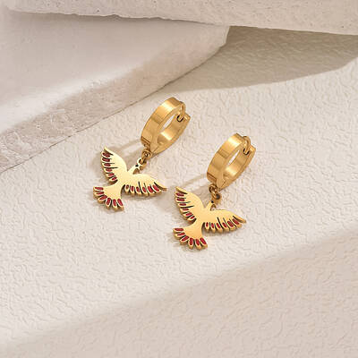 Metal Bird Stainless Steel Hoop Earrings for Women Daily Versatile Jewelry