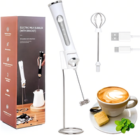 USB Rechargeable Powerful Kitchen Durable Electric Whisk, Household 3 Speed Ajustable Foam Maker Mixer Mini Handheld Milk Fro...