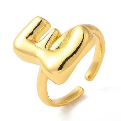 Initials Brass Open Cuff Ring for Women