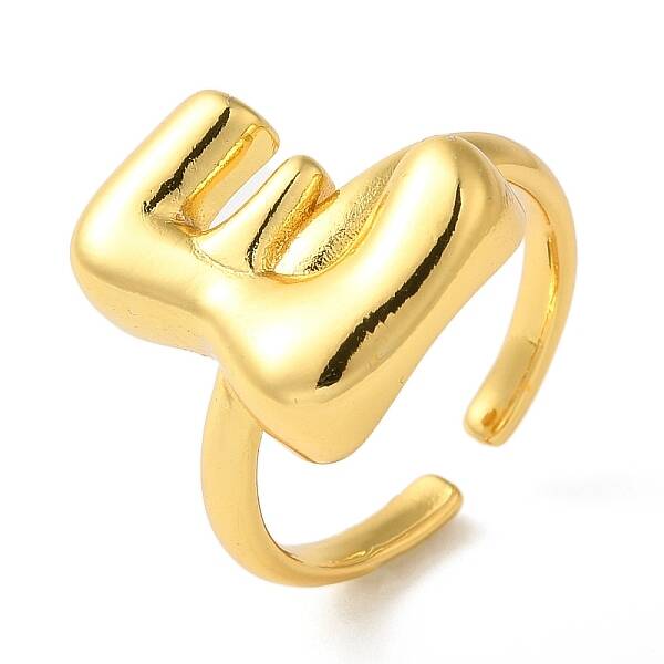Initials Brass Open Cuff Ring for Women