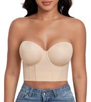 DotVol Women's Longline Strapless Push Up Bra Full Figure Underwire Corset Bustier Bra