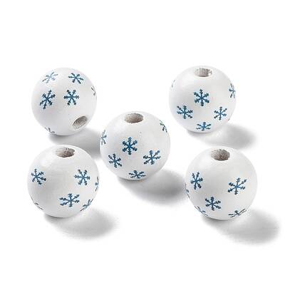 Printed Wood European Beads