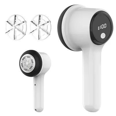 Electric Fabric Shaver, Rechargeable Fabric Shaver with 2 Replaceable Stainless Stell 6-Leaf Blades, 3-Speed Portable Lint Re...