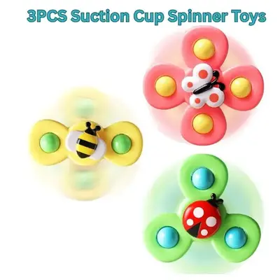 3PCS Suction Cup Spinner Toys for 1 Year Old – Spinning Top Baby Toys for 12-18 Months, Sensory Bath Toys for Toddlers Ages...