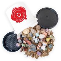 Declan’s Gallon Raw Bucket - Raw Stones with confetti sand. Includes identification chart