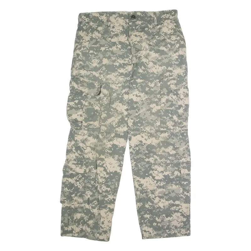 US Military Camouflage Cargo Mens Canvas Trousers Beige Regular Straight W34 L30