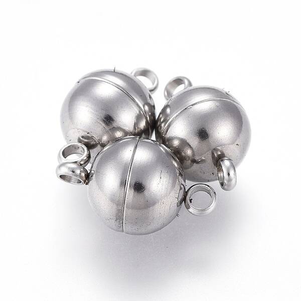 Tarnish Resistant 201 Stainless Steel Magnetic Clasps with Loops