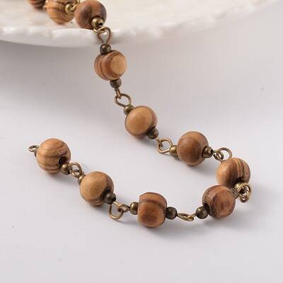 Round Handmade Wood Beaded Chains
