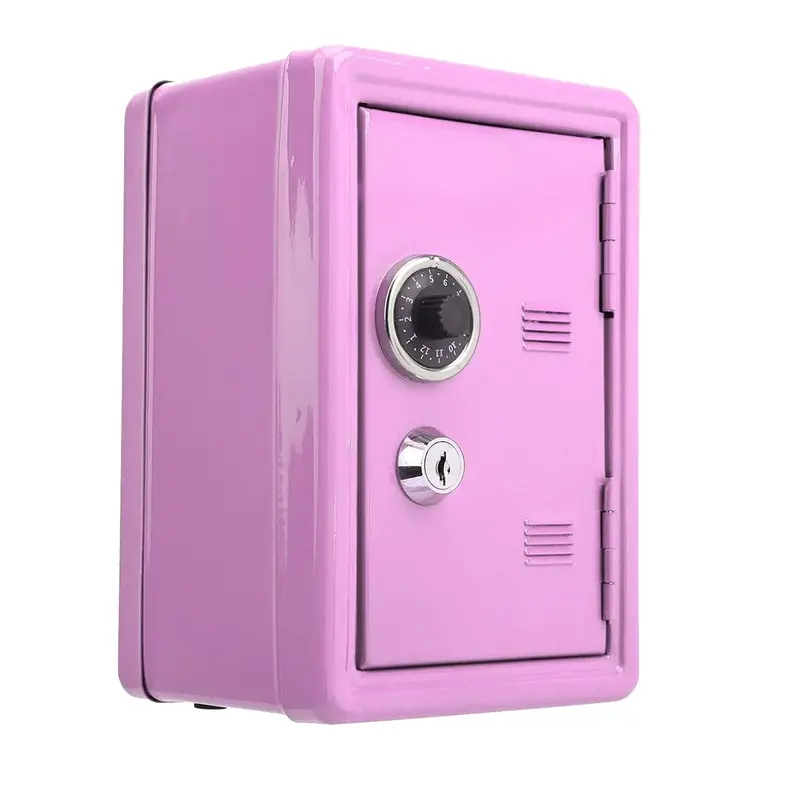 Economical Money Management Metal Piggy Bank, Money Box with Key & Combination Locker, Password Protected Bank Toy, Coin Slot...