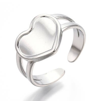 Non-Tarnish 304 Stainless Steel Heart Cuff Rings