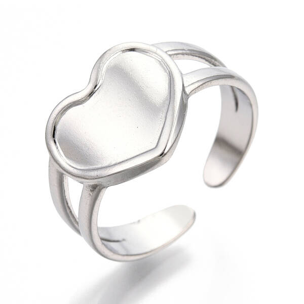 Non-Tarnish 304 Stainless Steel Heart Cuff Rings