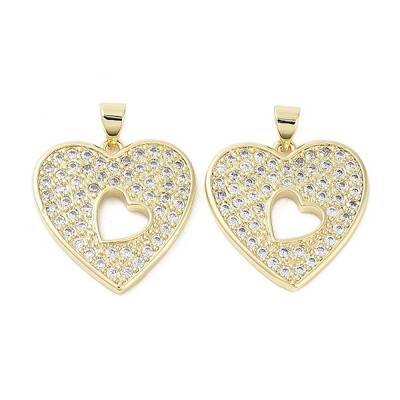 Heart Brass Micro Pave Cubic Zirconia Pendants